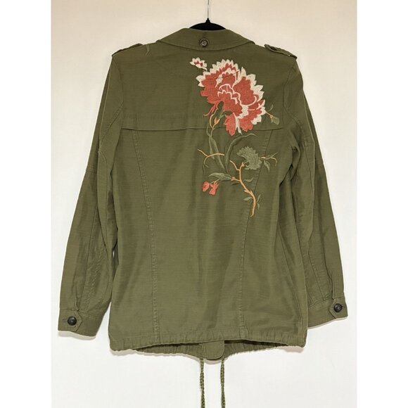 Anthropologie Hei Hei Floral Embroidered Military Green Field Jacket Size Small - Picture 5 of 12